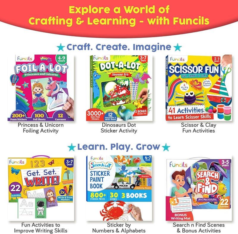 Funcils Learn to Write for Kids - Educational Toys & Games, Preschool & Kindergarten Learning Activities, Writing Practice Book, Birthday Gifts for Girls and Boys for Ages 3, 4, 5, 6 Year Old - Image 4